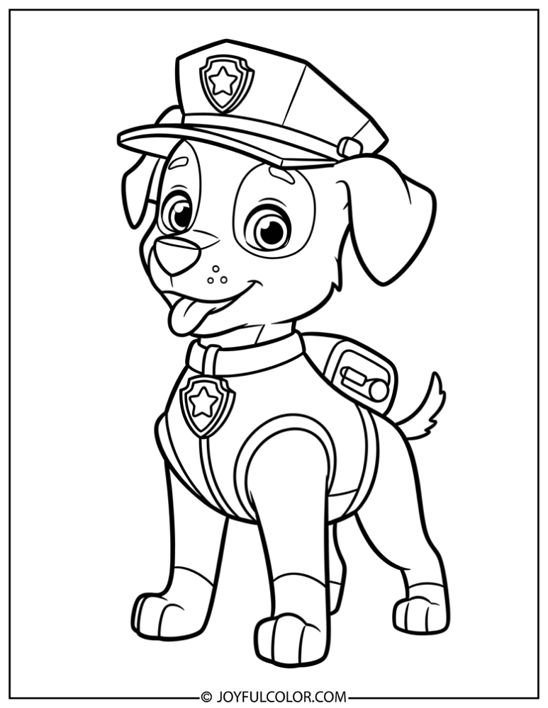 Classic Chase Paw Patrol Coloring Page