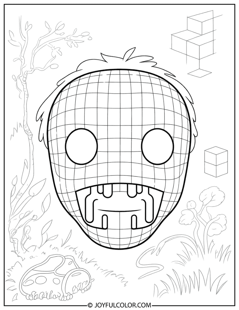 Classic Creeper Face Grid Coloring Page