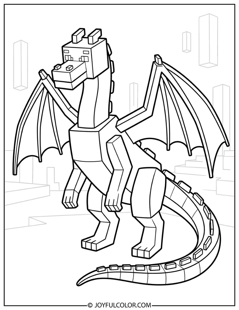 Classic Ender Dragon Coloring Page