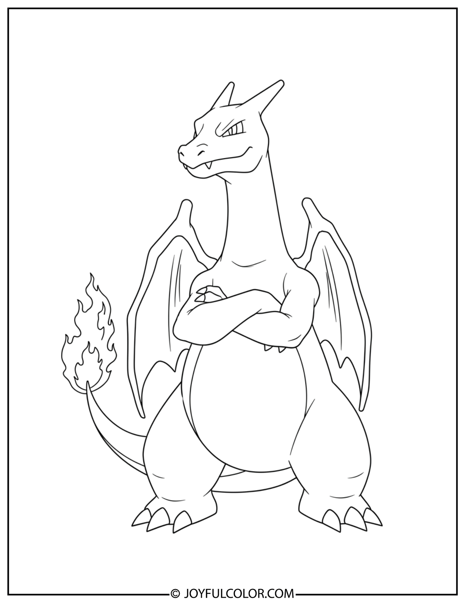 Confident Charizard Pose Coloring Page