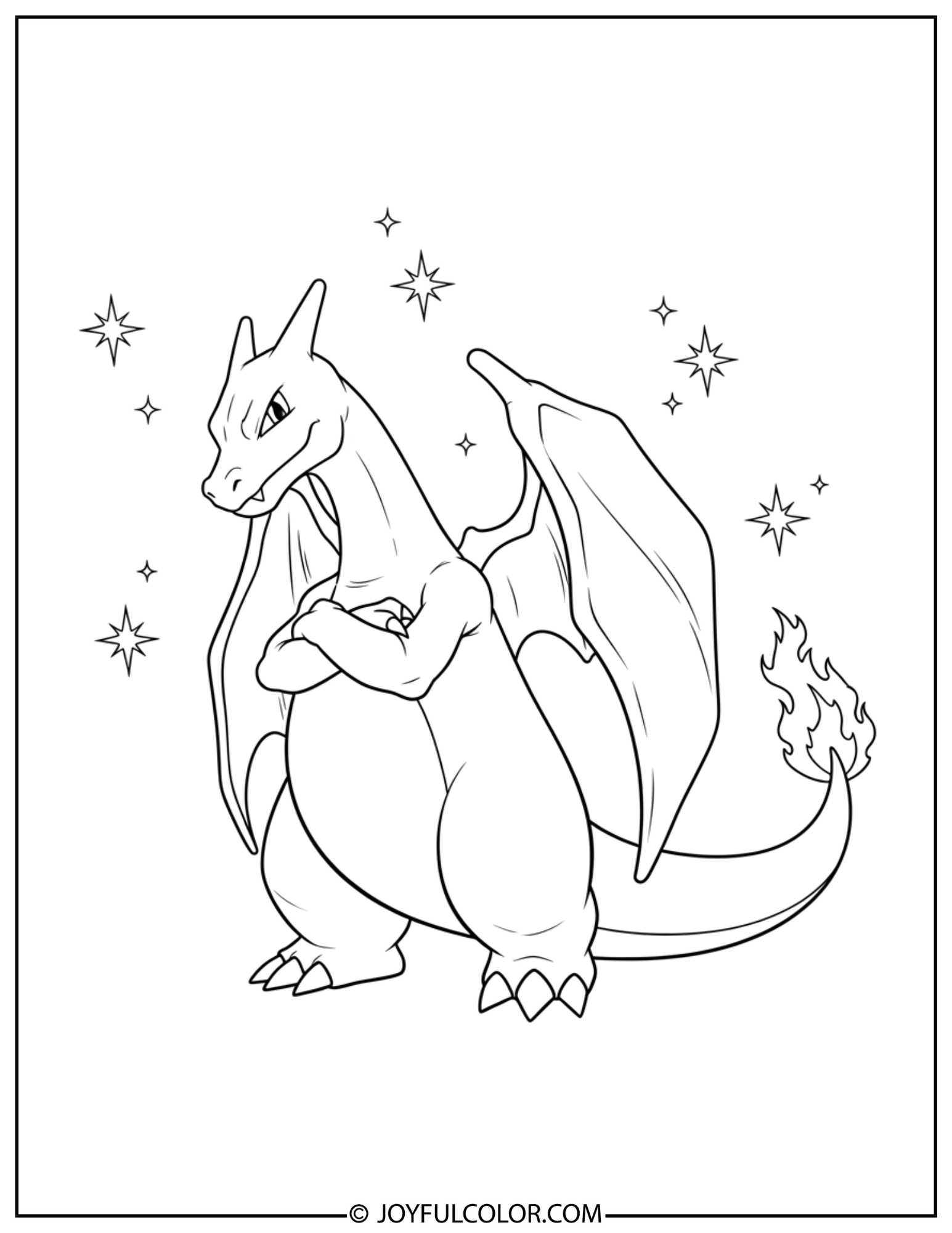 Confident Charizard Pose Coloring Page