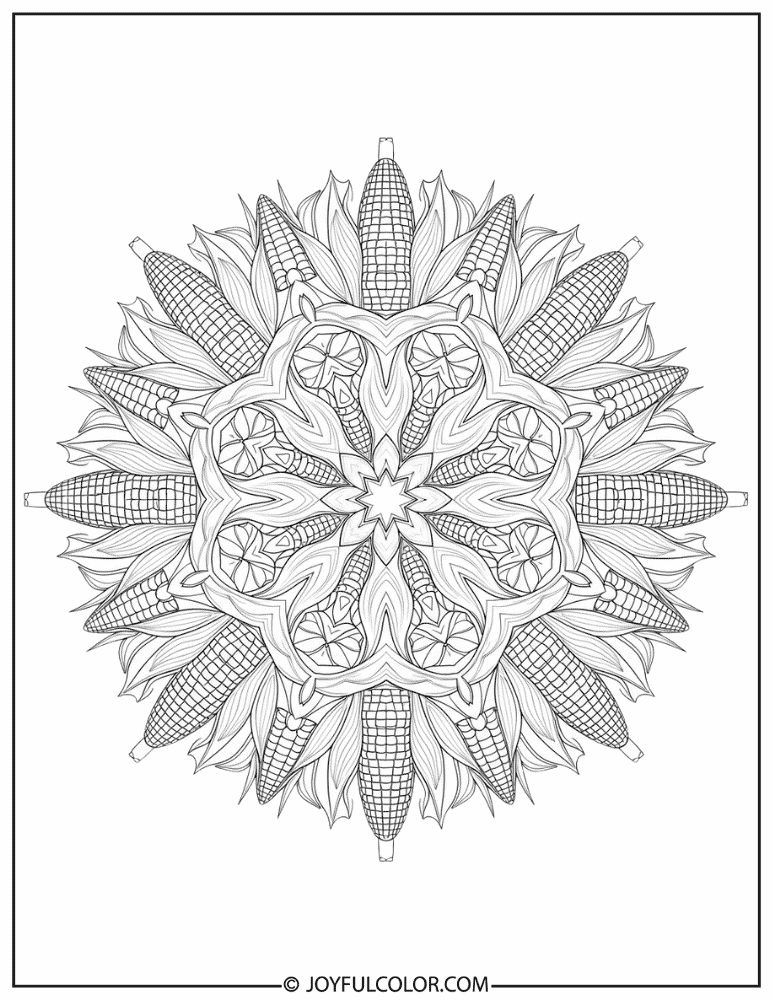 Corn Mandala Coloring Page