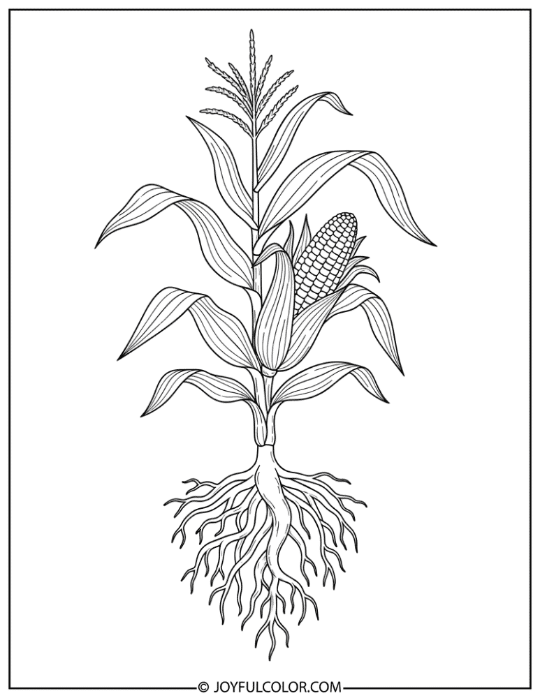 Corn Plant with Roots Coloring Page