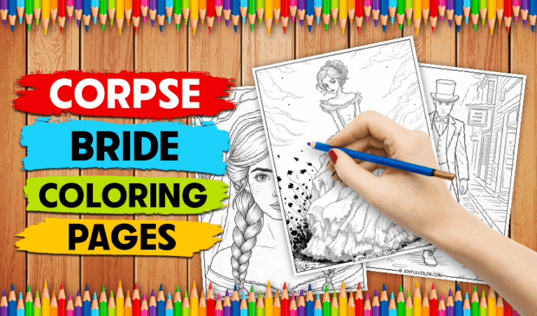 FREE Printable Corpse Bride Coloring Pages for Adults