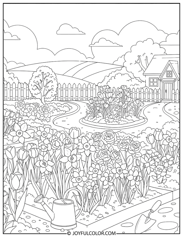 Cottage Garden Coloring Page