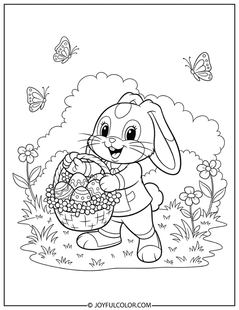 Cream the Rabbit Easter Basket Coloring Page
