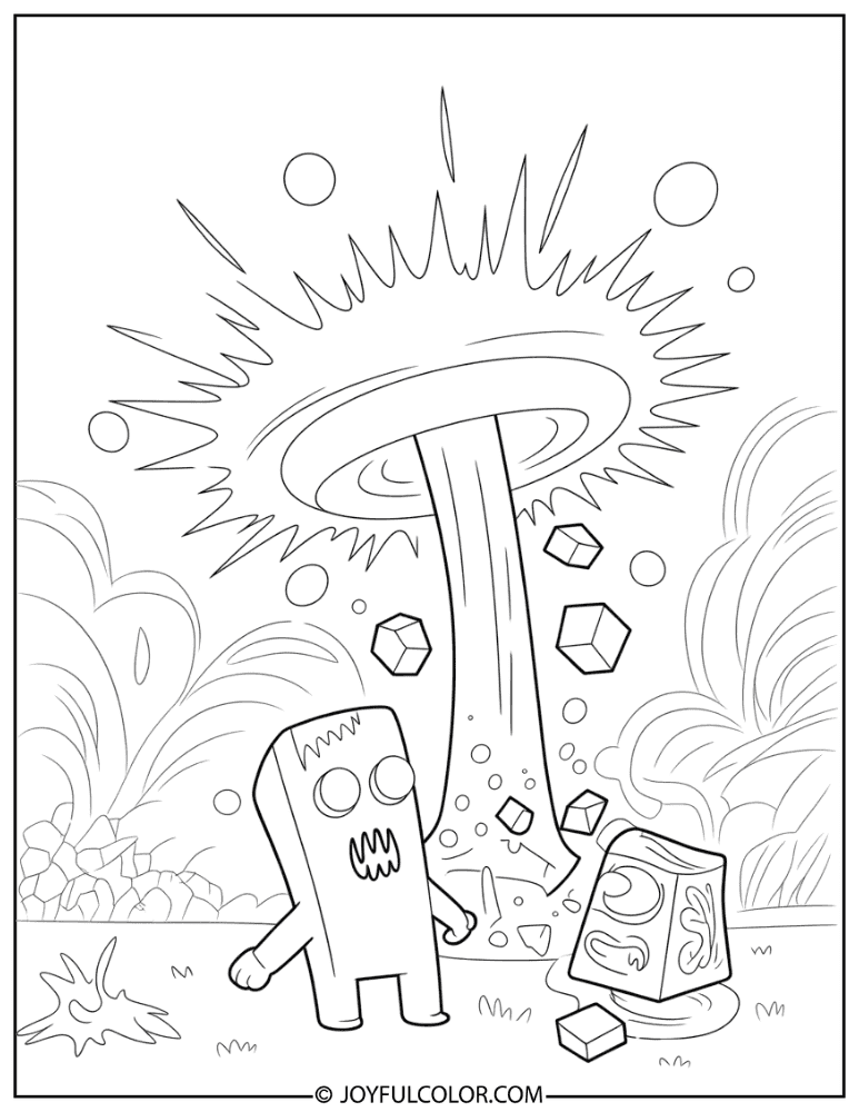Creeper Explosion Blast Wave Coloring Page