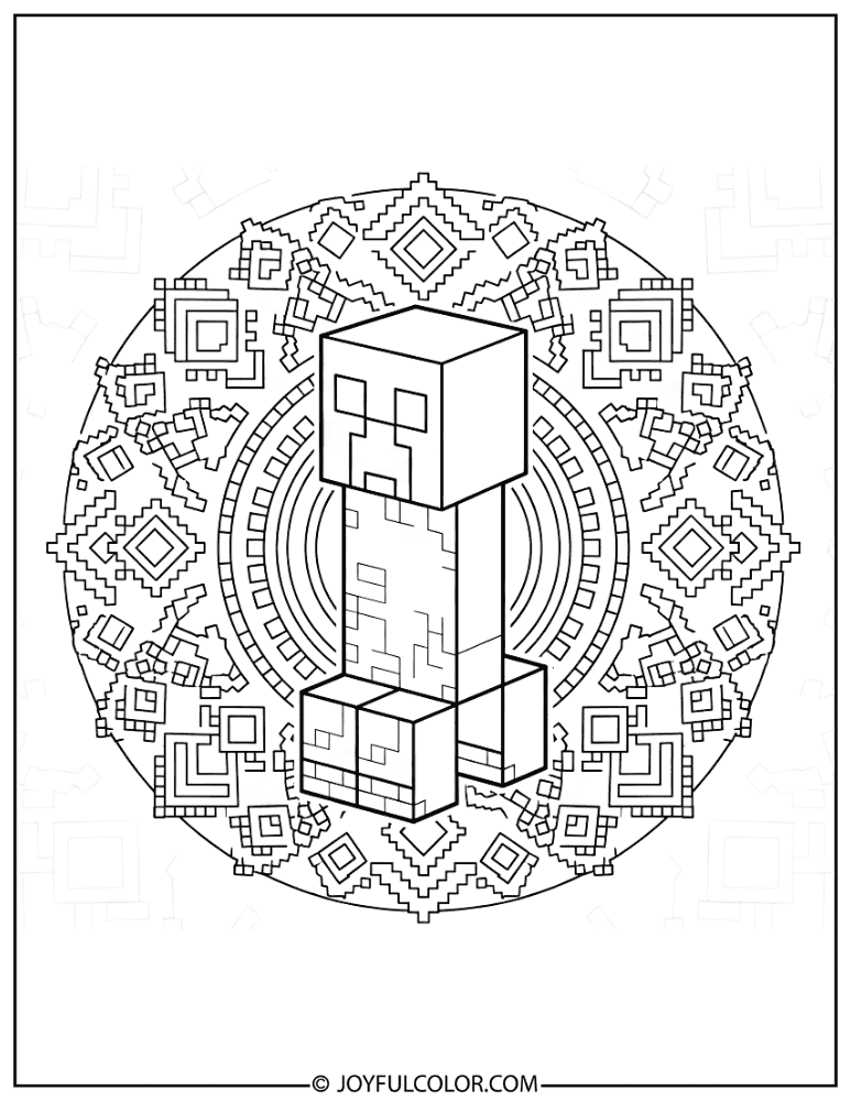 Creeper Mandala Pattern Coloring Page