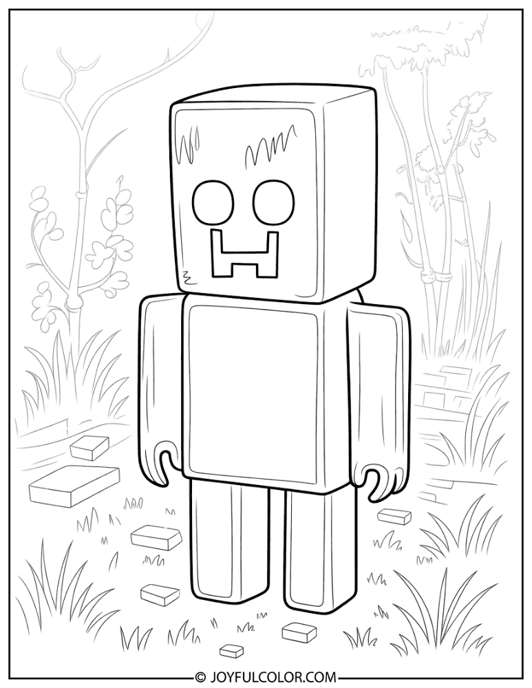 Creeper Standing in Grass Coloring Page