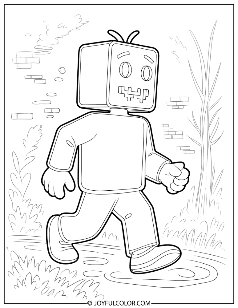 Creeper Walking Forward Coloring Page