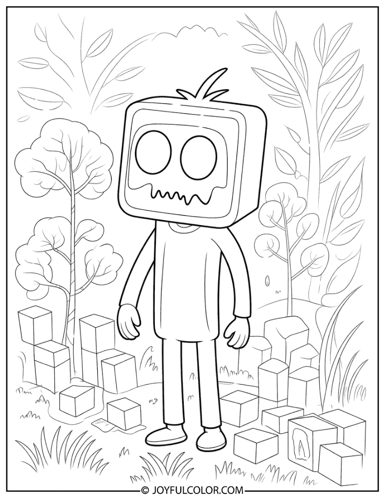 Creeper in a Forest Biome Coloring Page