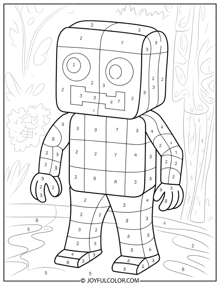 Creeper with Numbered Color Zones Coloring Page