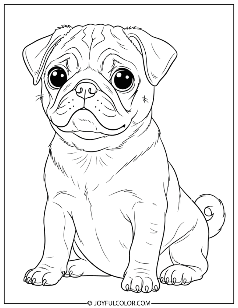 Curious Pug Puppy Coloring Page