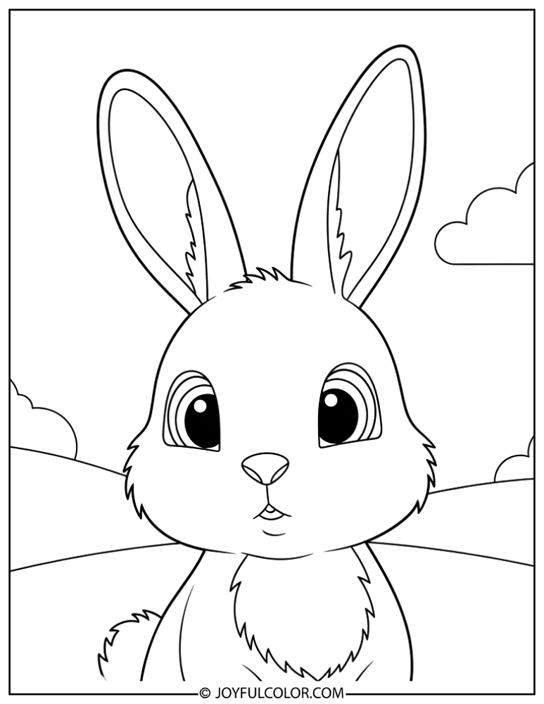 Curious Spring Bunny Coloring Page