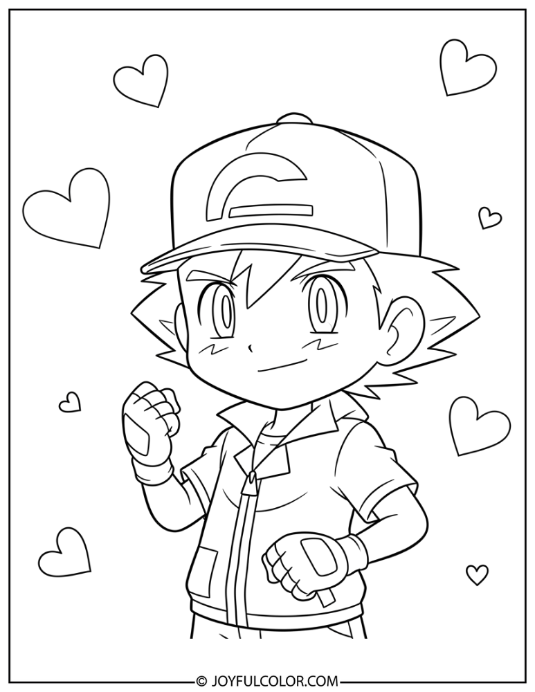 Cute Ash Coloring Page