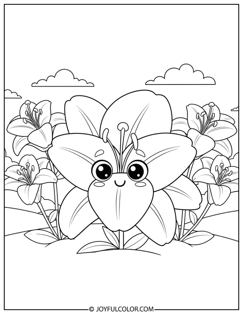 Cute Cartoon Lily Coloring Page