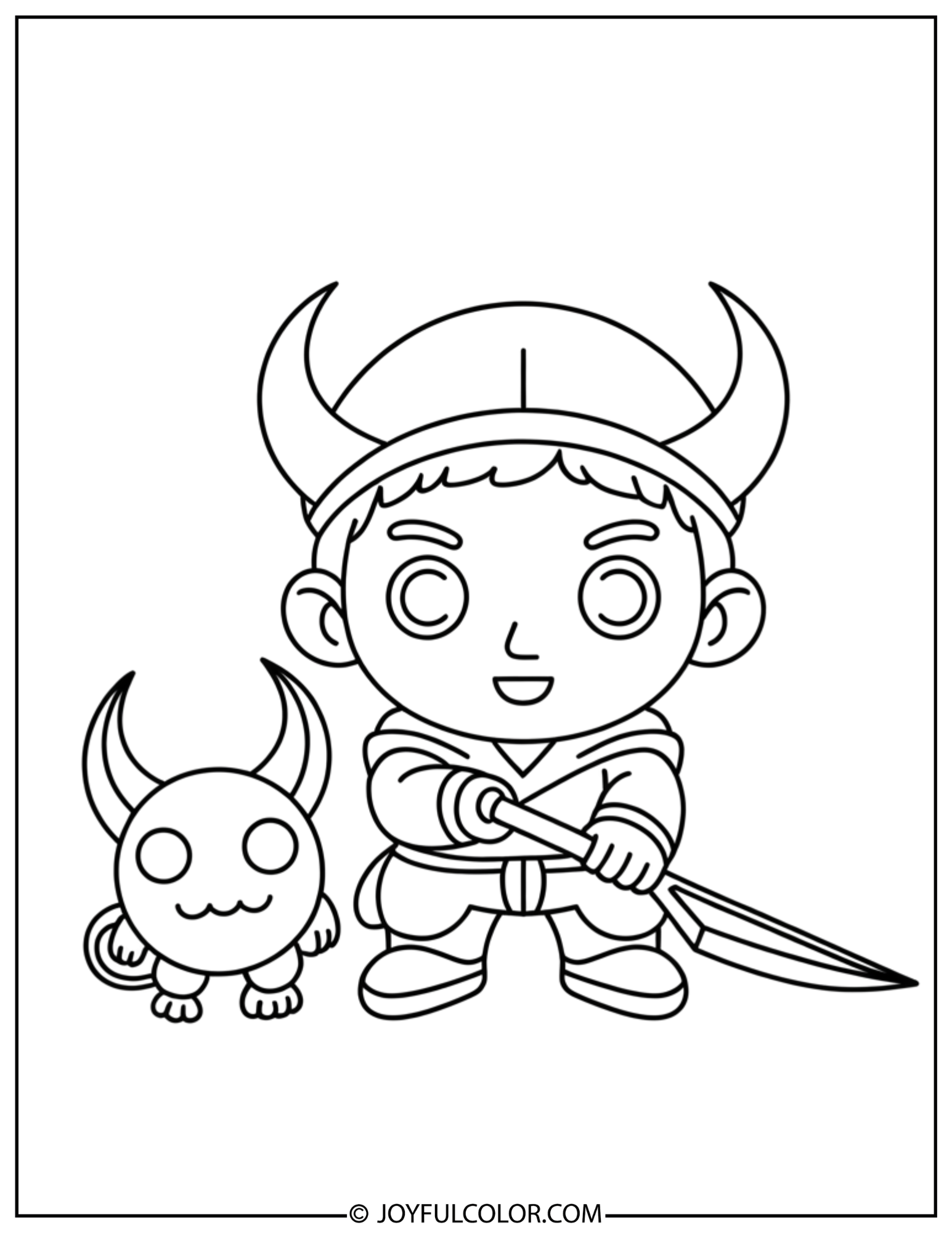 Cute Chibi Demon Hunter Coloring Page