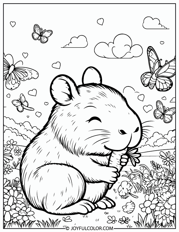 Funny Capybara Coloring Pages