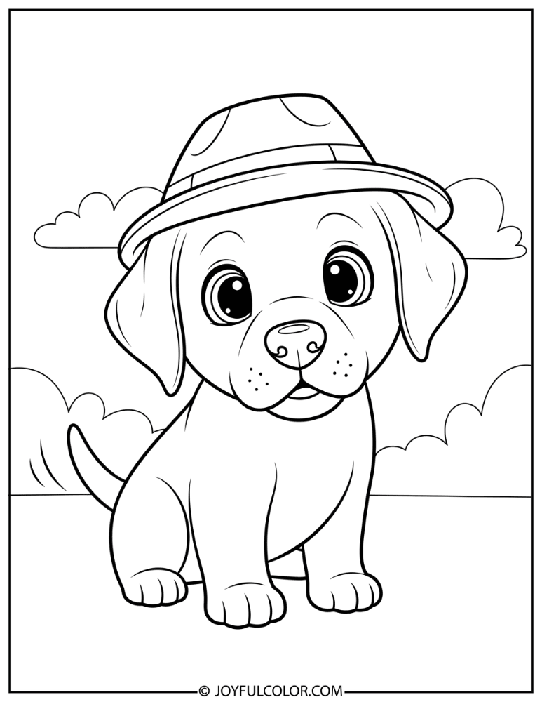 Cute Lab Dog with Big Eyes Coloring Page