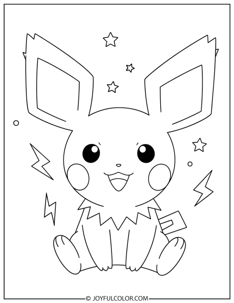 Cute Pichu Coloring Page