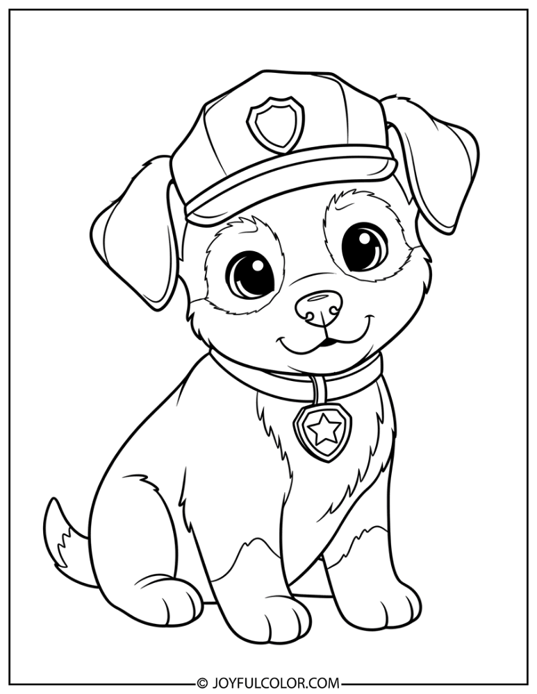 Cute Police Puppy Coloring Page