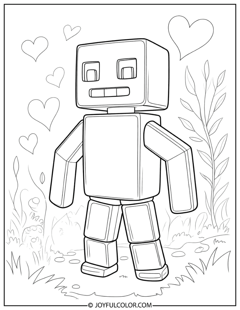 Cute Round Enderman Coloring Page