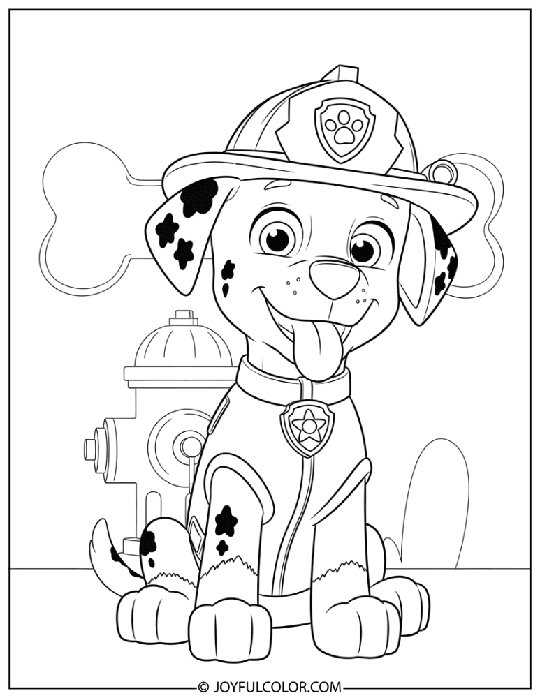 Cute Sitting Marshall Coloring Page