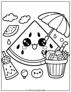 20 Watermelon Coloring Page Printable for FREE Download