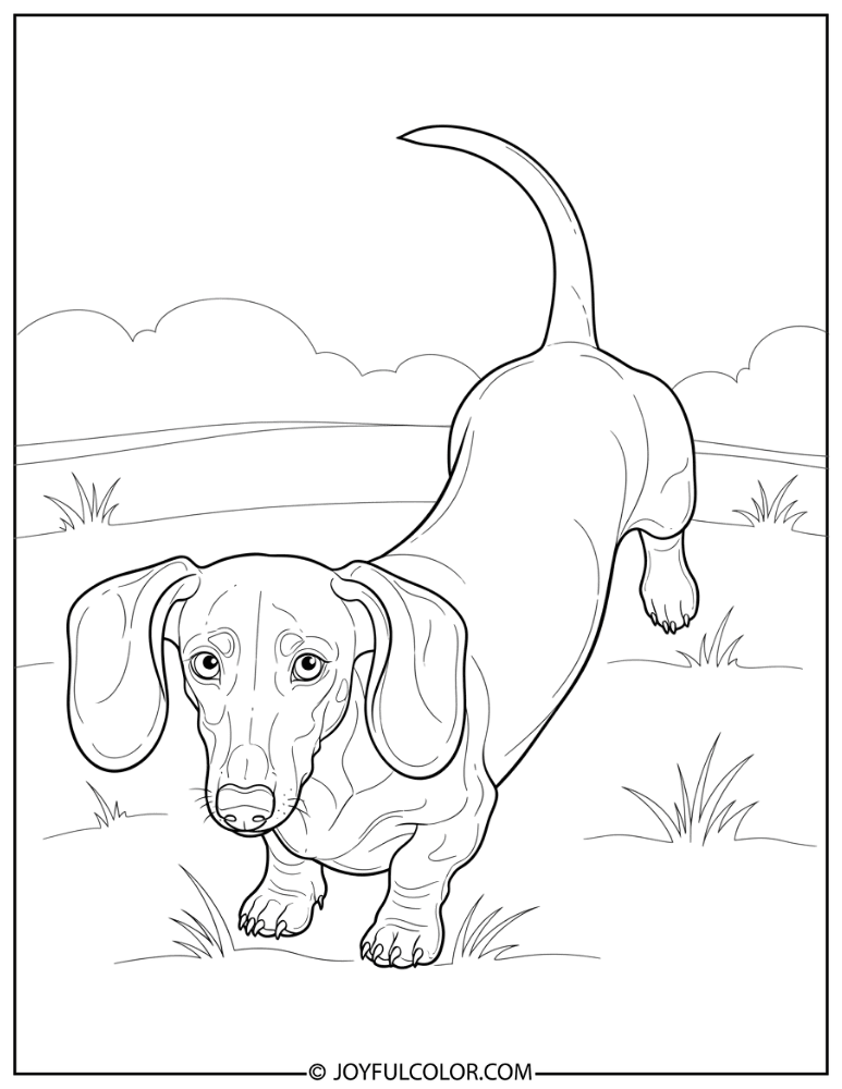 Dachshund Chasing Tail Coloring Page