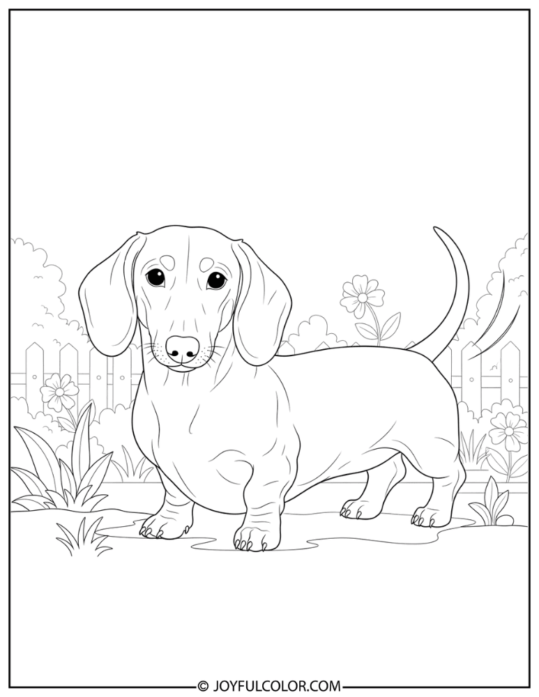 Dachshund in Garden
