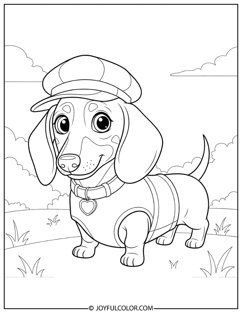 Dachshund with Big Eyes Coloring Page