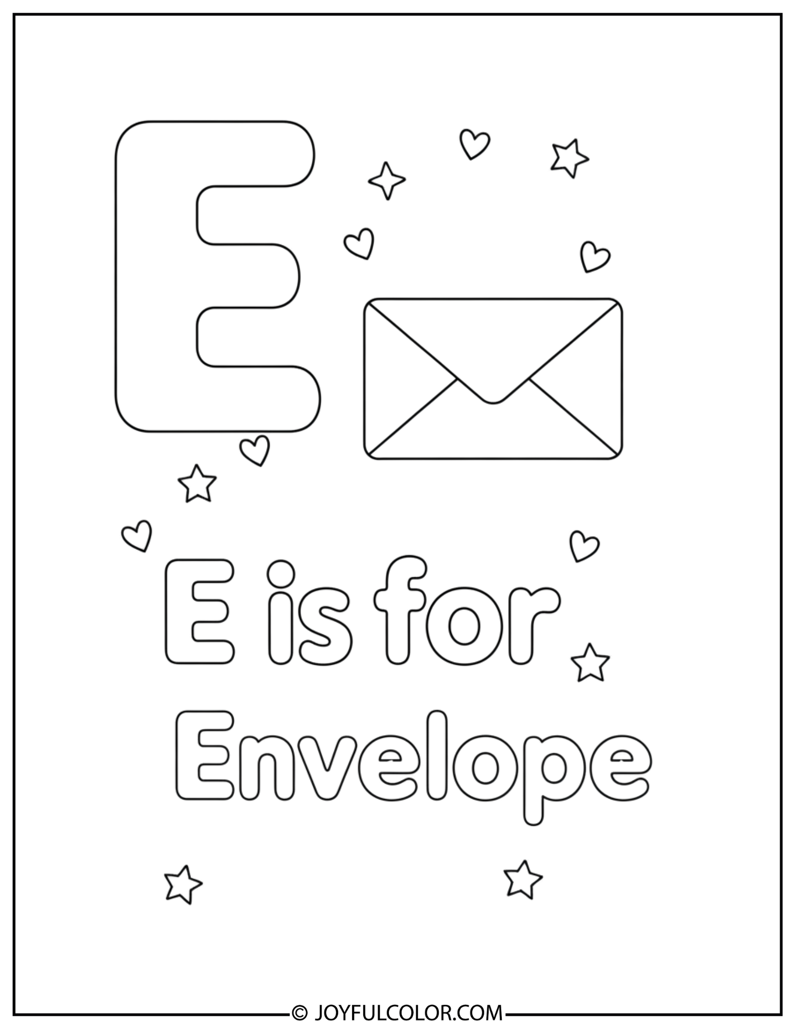 School Supplies Letter E Coloring Sheet