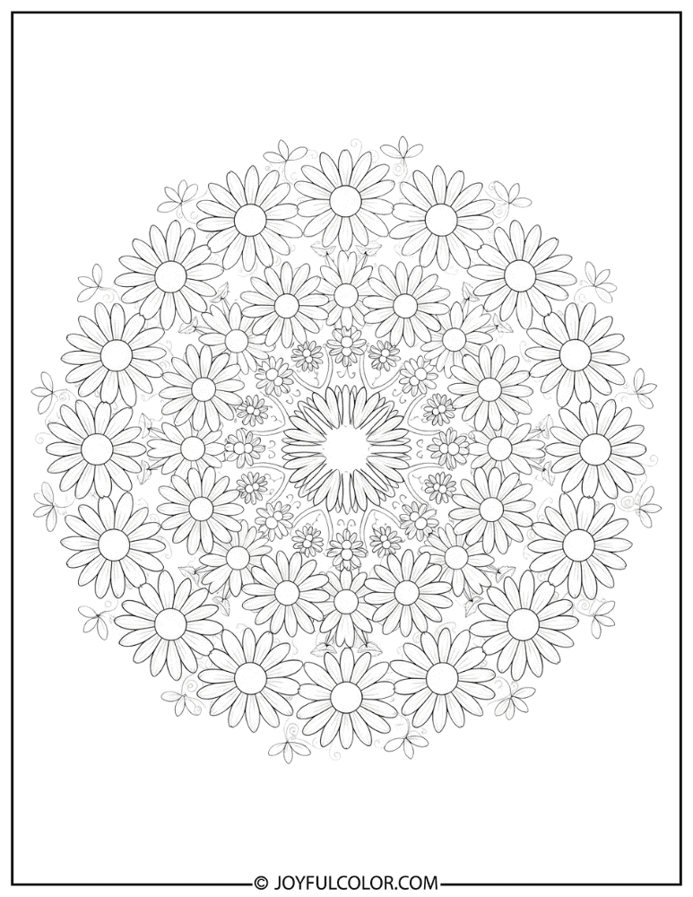 Daisy Flower Mandala Coloring Page