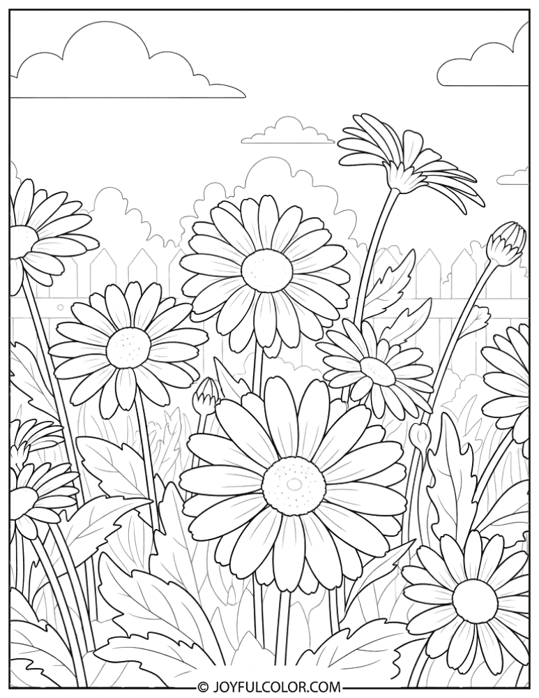 Daisy Garden May Coloring Page