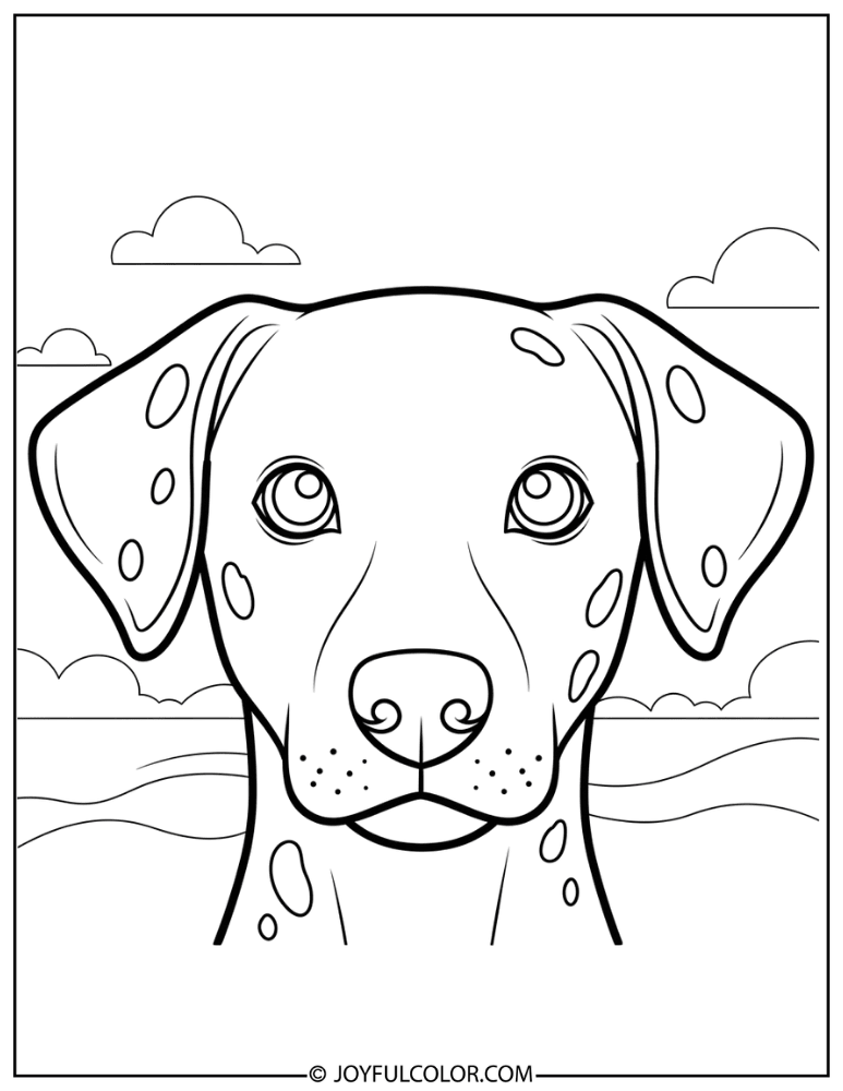 Dalmatian Face Close-Up Coloring Page
