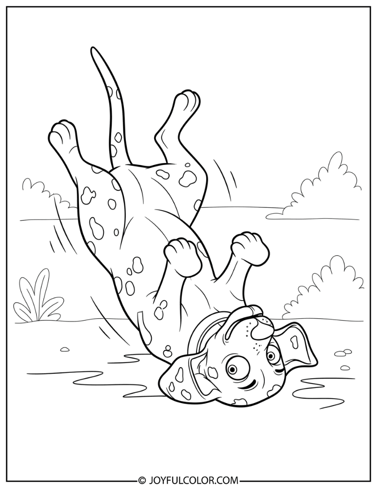 Dalmatian Slipping on Spots Coloring Page