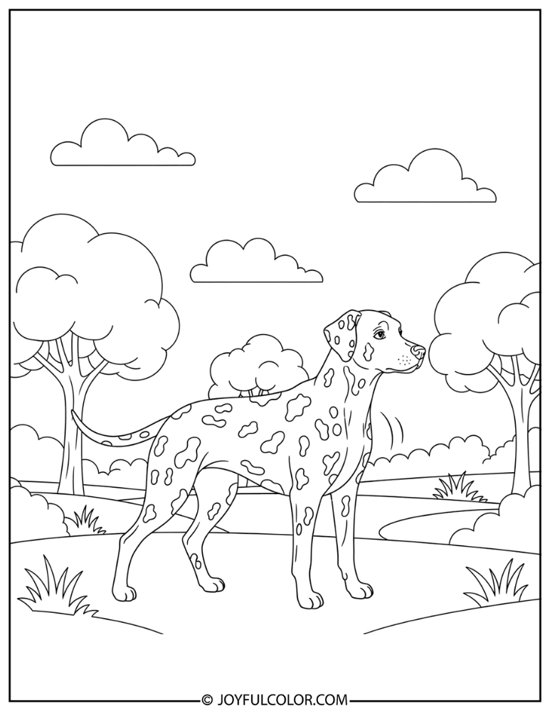Dalmatian in Park Coloring Page