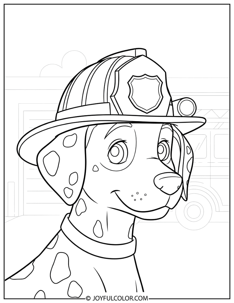 Dalmatian with Firefighter Hat Coloring Page