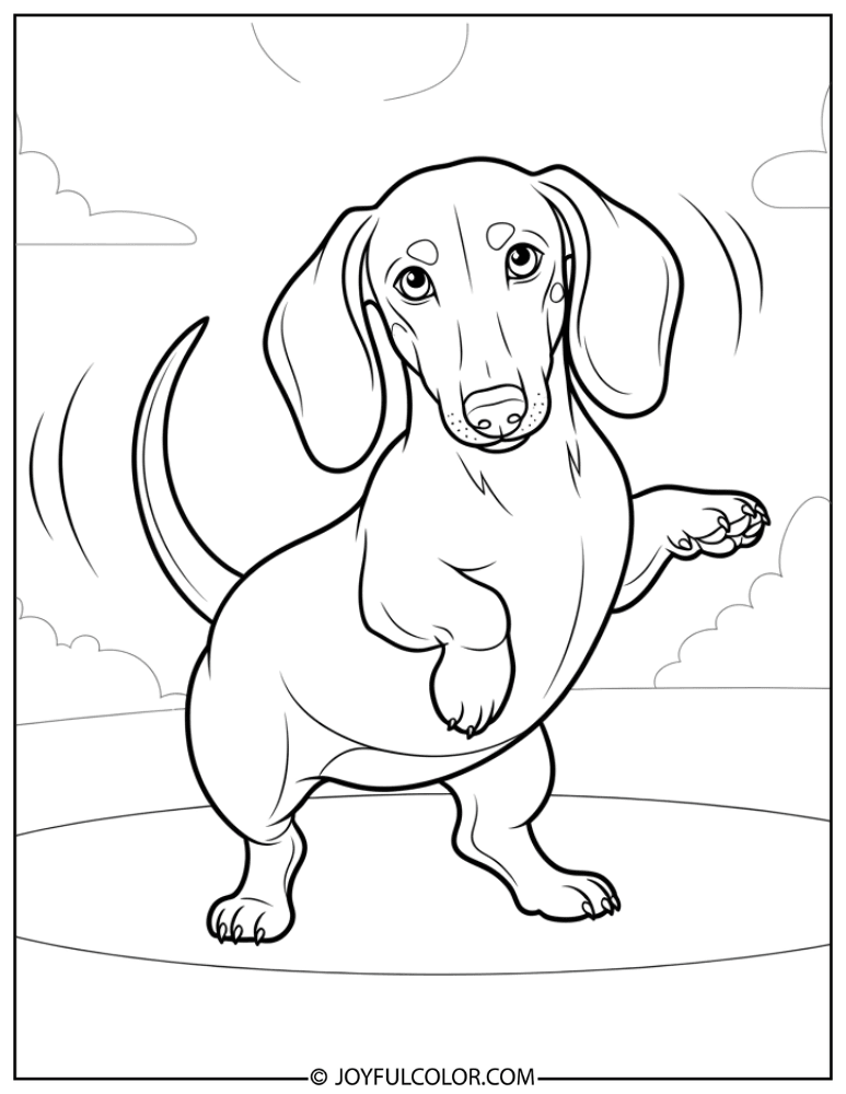 Dancing Dachshund Coloring Page