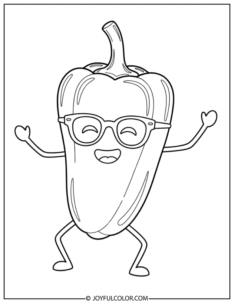 Dancing Pepper Character Coloring Page