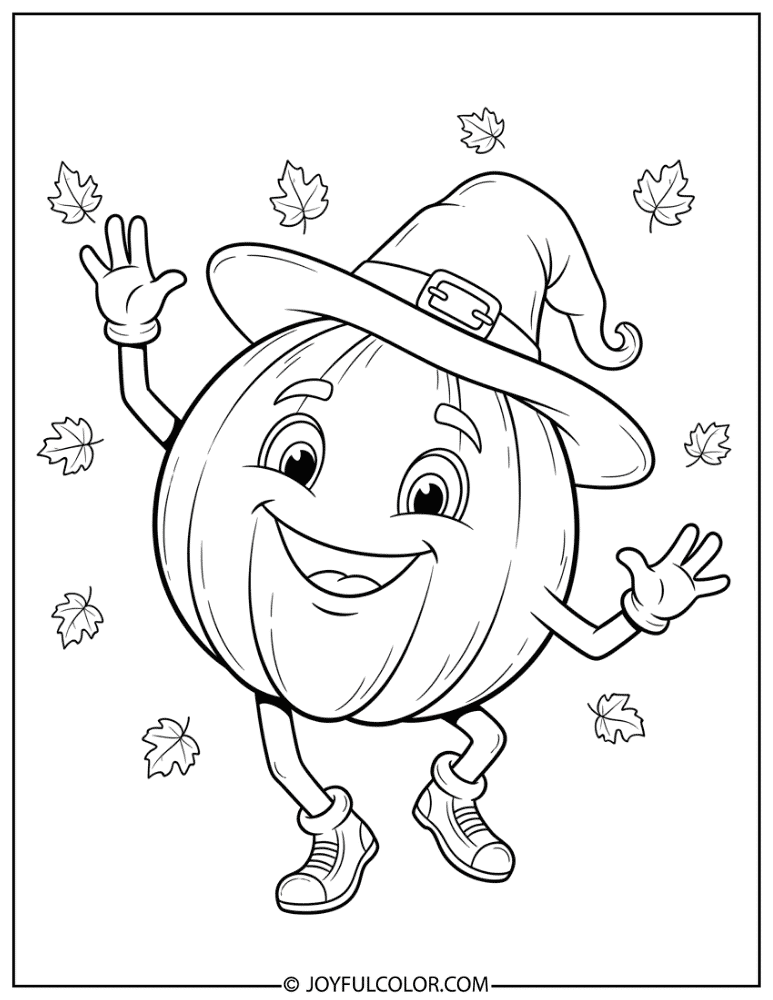 Dancing Pumpkin Coloring Page