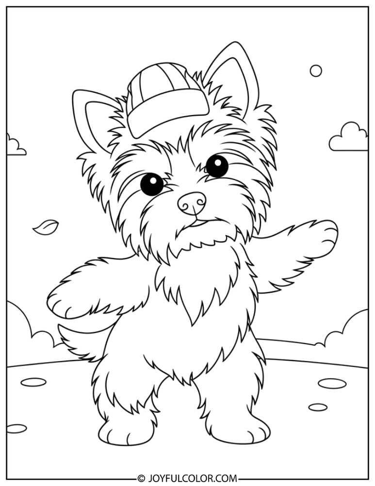 Dancing Yorkie Coloring Page