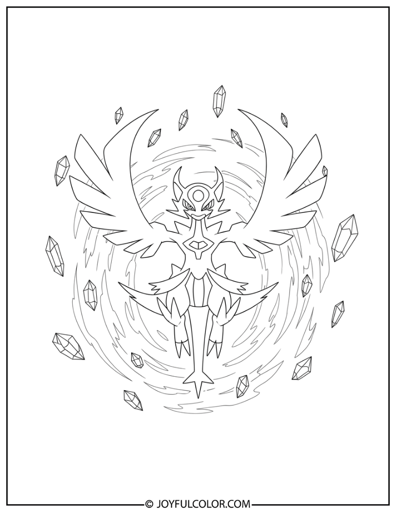 Dawn Wings Necrozma Coloring Page 1