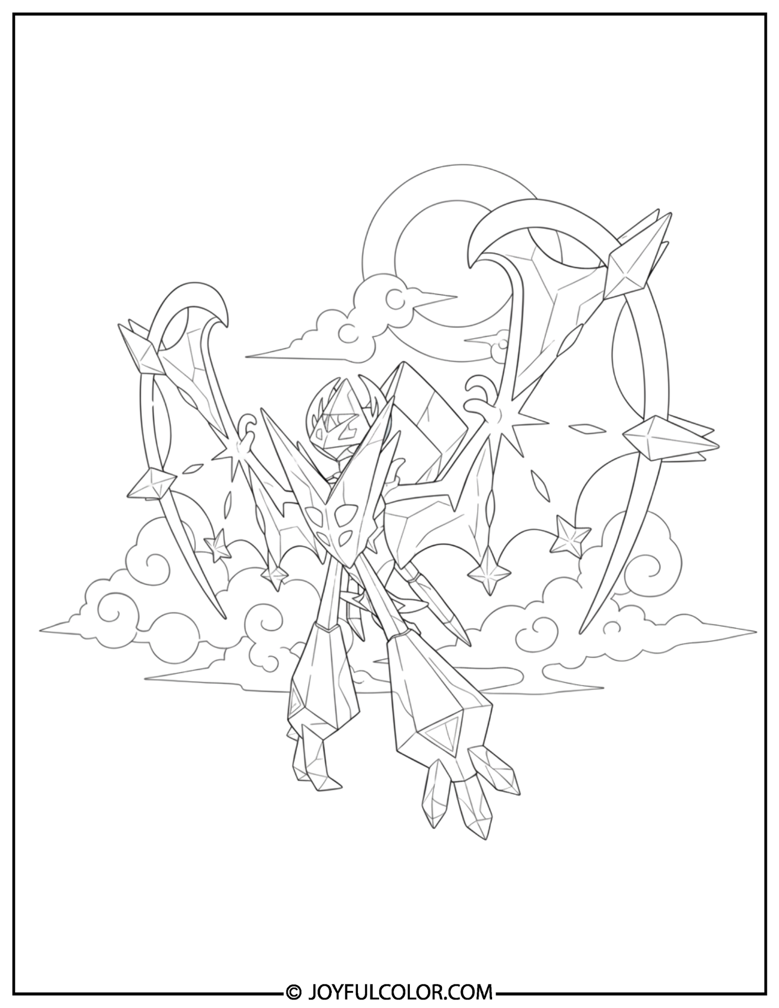 Dawn Wings Necrozma Flying Coloring Page