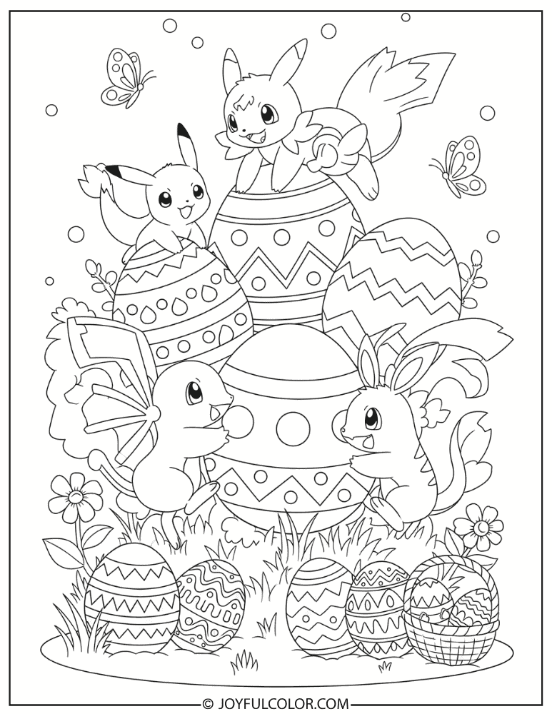 Decorated Pokemon Eggs Coloring Page