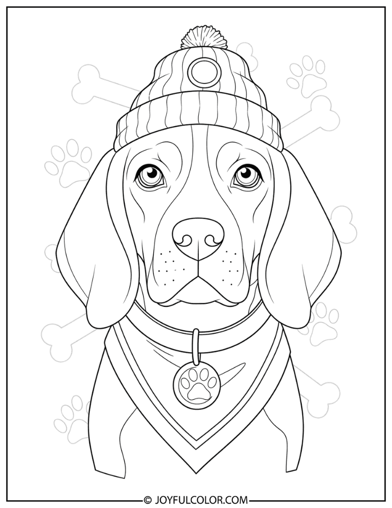 Decorative Beagle Portrait Coloring Page