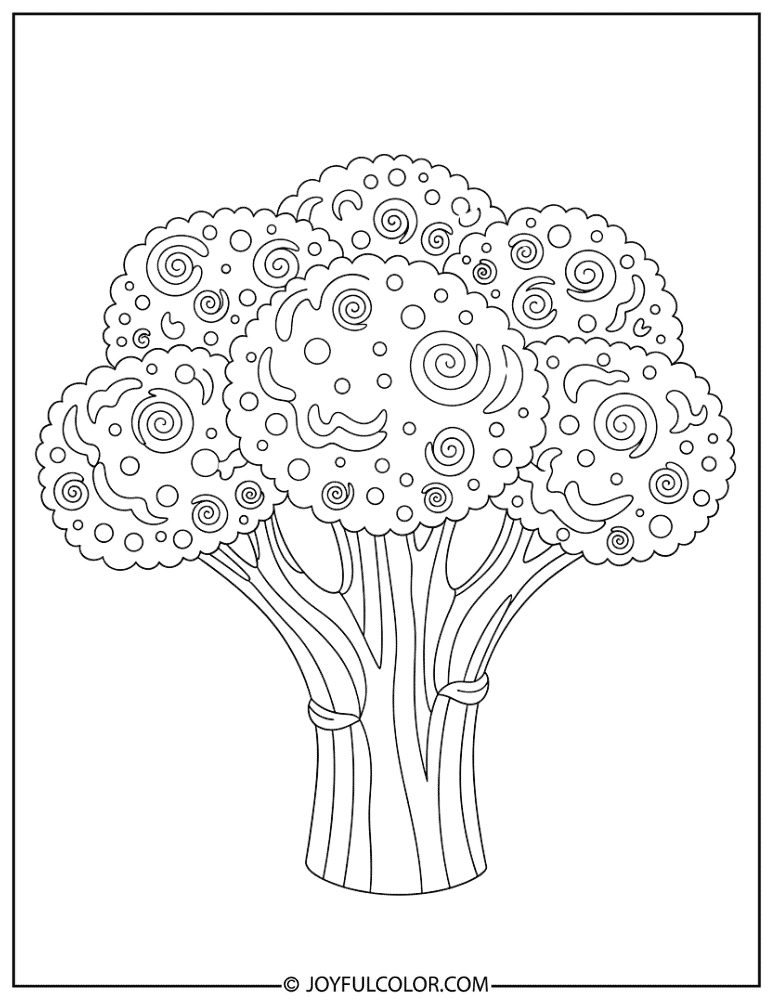 Decorative Broccoli Illustration Coloring Page