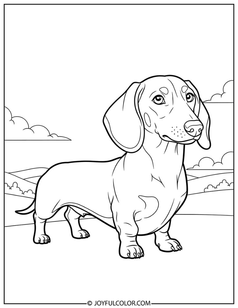 Decorative Dachshund Art Coloring Page