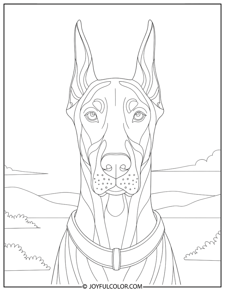 Decorative Doberman Art Coloring Page