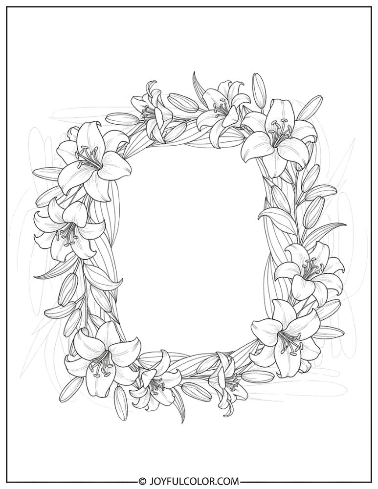 Decorative Easter Lily Border Coloring Page